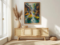 Solomon Canoe Market Coast Poster, Green Coconut Home Decor - Tropical Island Town Summer Paradise