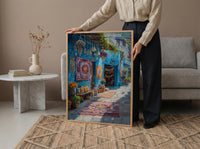 Byron Bay Market Art Print, Boho Artisan Home Decor - Colorful Textile Town Summer Scene