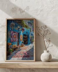 Byron Bay Market Art Print, Boho Artisan Home Decor - Colorful Textile Town Summer Scene
