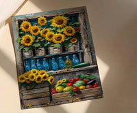 Australia Farm Market Wall Art, Bright Sunflower Home Decor - Rustic Wooden Town Summer Beauty