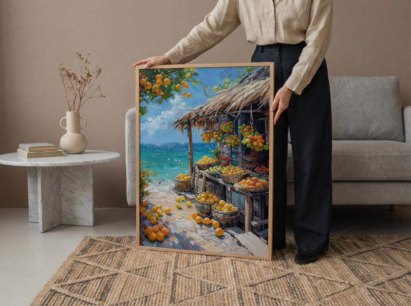 Tahiti Pearl Market Coast Poster, Island Jewelry Home Decor - Turquoise Ocean Town Summer Holiday