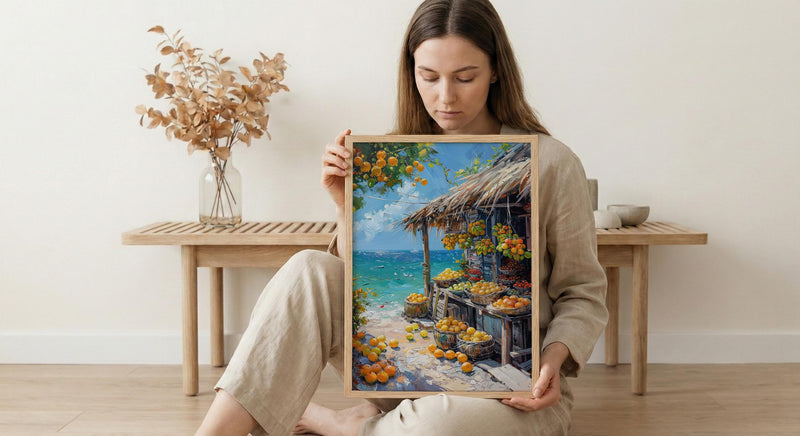 Tahiti Pearl Market Coast Poster, Island Jewelry Home Decor - Turquoise Ocean Town Summer Holiday
