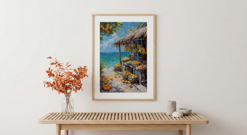 Tahiti Pearl Market Coast Poster, Island Jewelry Home Decor - Turquoise Ocean Town Summer Holiday