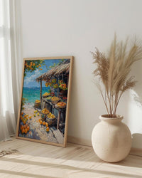 Tahiti Pearl Market Coast Poster, Island Jewelry Home Decor - Turquoise Ocean Town Summer Holiday
