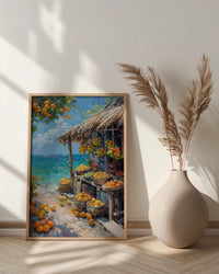 Tahiti Pearl Market Coast Poster, Island Jewelry Home Decor - Turquoise Ocean Town Summer Holiday