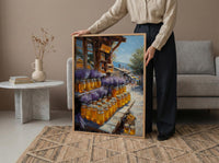 New Zealand Market Wall Art, Purple Lavender Home Decor - Golden Honey Town Summer View