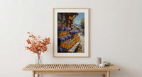 New Zealand Market Wall Art, Purple Lavender Home Decor - Golden Honey Town Summer View