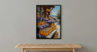 New Zealand Market Wall Art, Purple Lavender Home Decor - Golden Honey Town Summer View