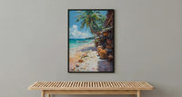 Fiji Seashell Market Coast Poster, Coastal Beach Home Decor - Tropical Island Town Summer Scenery