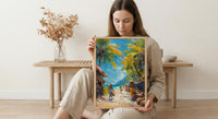 Vanuatu Market Woven Art Print, Palm Basket Home Decor - Tropical Island Town Summer Paradise