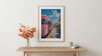 Wellington Food Truck Wall Art, Blue Ocean Home Decor - Vibrant Coast Town Summer Setting