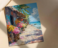 Tonga Tapa Market Town Poster, Polynesian Cloth Home Decor - Warm Cultural Town Summer Getaway