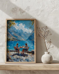 Queenstown Market Wool Wall Art, Majestic Mountain Home Decor - Deep Blue Town Summer Picture