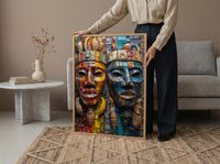 Samoa Carving Market Town Poster, Wooden Mask Home Decor - Tropical Island Town Summer Vibe