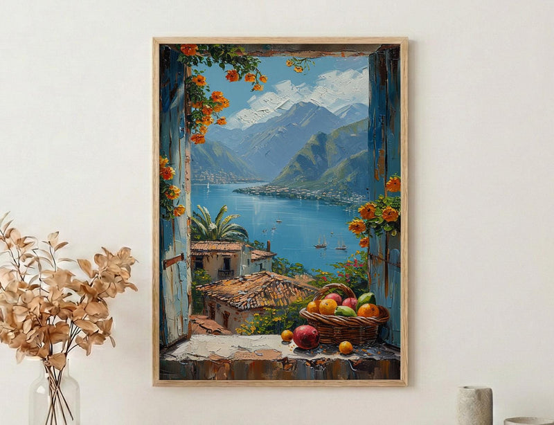 Guatemala Window Art Print, Lake Atitlan Decor - Tropical Fruit Landscape