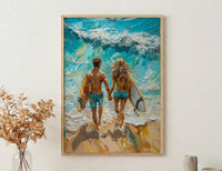 Byron Bay Surf Ocean Poster, Summer Travel Home Decor - Vibrant Australia Beach Summer Escape