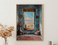 Rajasthan Desert Art Print, Camel Landscape Decor - Boho Pottery Poster