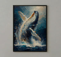 Tonga Ocean Whale Art Print, Deep Blue Home Decor - Majestic Breaching Coast Summer Picture