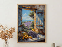 Provence Window Art Print, Lavender Decor - French Country Landscape