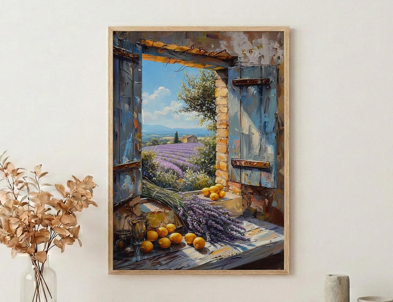 Provence Window Art Print, Lavender Decor - French Country Landscape