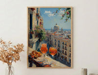 Barcelona Window Art Print, Gaudi Style Decor - Sangria Tapas Landscape