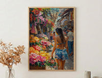 Papeete Market Floral Art Print, Tropical Flower Home Decor - French Polynesia Town Summer Picture