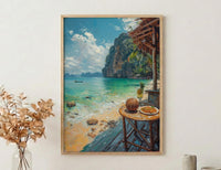 Thailand Window Wall Art, Beach Pad Thai Decor - Ocean Longtail Boat