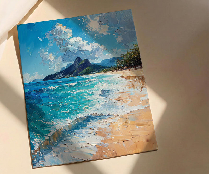 Copacabana Beach Art, Brazil Summer Decor - Rio Ocean Print
