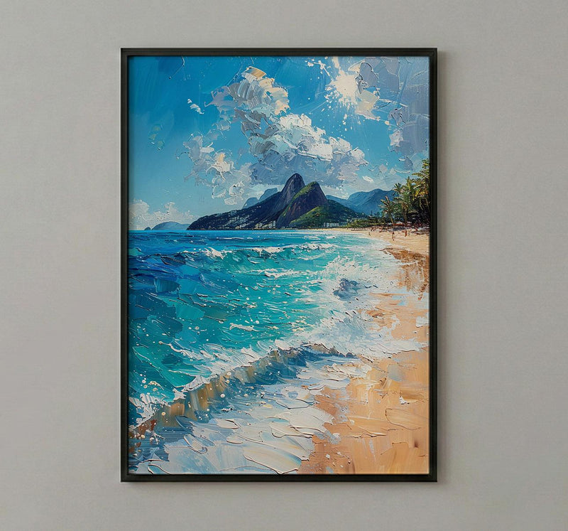 Copacabana Beach Art, Brazil Summer Decor - Rio Ocean Print