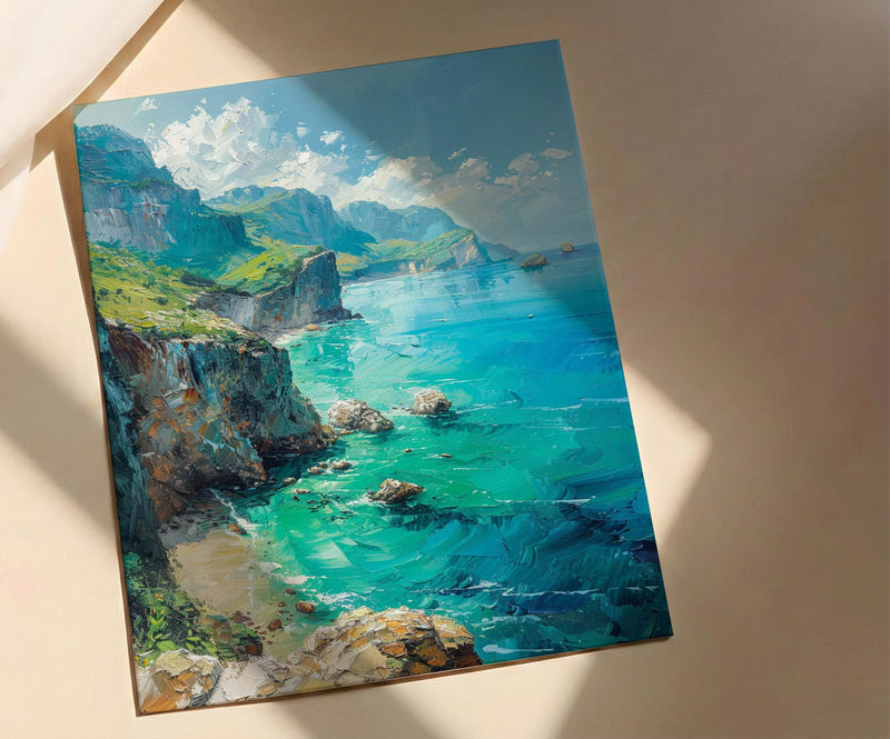 Fernando Noronha Art, Brazil Cliff Decor - Emerald Ocean