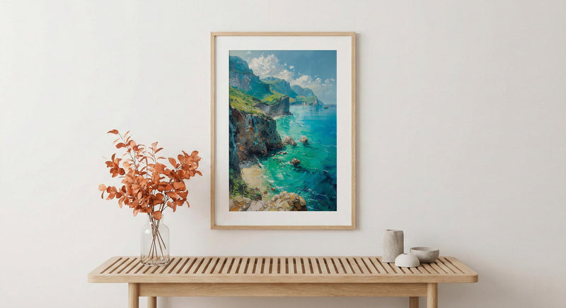 Fernando Noronha Art, Brazil Cliff Decor - Emerald Ocean