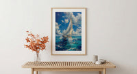 Los Roques Poster, Venezuela Ocean Wall Decor - White Sailboat Art