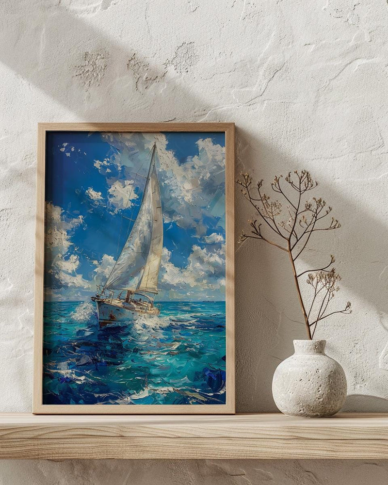 Los Roques Poster, Venezuela Ocean Wall Decor - White Sailboat Art