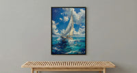 Los Roques Poster, Venezuela Ocean Wall Decor - White Sailboat Art