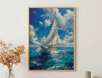 Los Roques Poster, Venezuela Ocean Wall Decor - White Sailboat Art