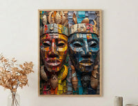 Samoa Carving Market Town Poster, Wooden Mask Home Decor - Tropical Island Town Summer Vibe