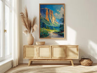 Yosemite National Park Art Print, Majestic El Capitan Nature Decor - Green Summer Valley