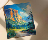 Yosemite National Park Art Print, Majestic El Capitan Nature Decor - Green Summer Valley