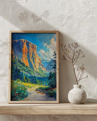 Yosemite National Park Art Print, Majestic El Capitan Nature Decor - Green Summer Valley
