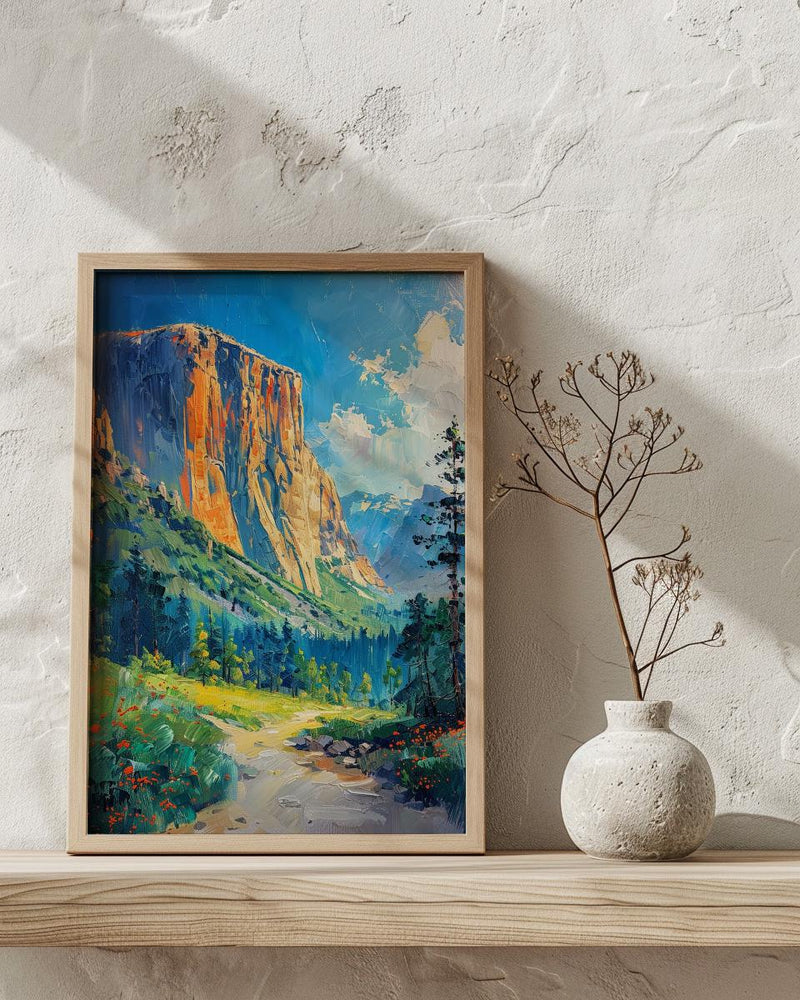 Yosemite National Park Art Print, Majestic El Capitan Nature Decor - Green Summer Valley