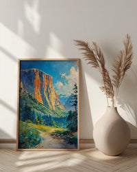 Yosemite National Park Art Print, Majestic El Capitan Nature Decor - Green Summer Valley