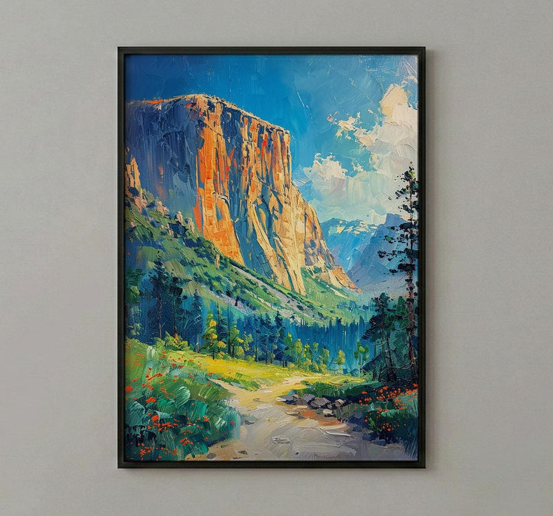 Yosemite National Park Art Print, Majestic El Capitan Nature Decor - Green Summer Valley