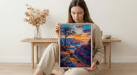 Grand Canyon Wall Art, Arizona Desert Travel Decor - Vibrant Orange Sunset Rock Formation