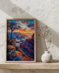 Grand Canyon Wall Art, Arizona Desert Travel Decor - Vibrant Orange Sunset Rock Formation