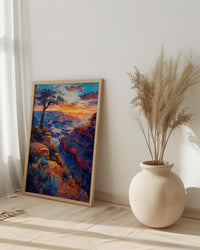 Grand Canyon Wall Art, Arizona Desert Travel Decor - Vibrant Orange Sunset Rock Formation