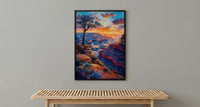 Grand Canyon Wall Art, Arizona Desert Travel Decor - Vibrant Orange Sunset Rock Formation