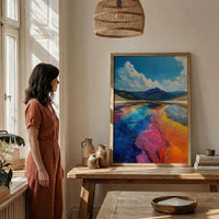 Yellowstone National Park Poster, Grand Prismatic Spring Decor - Colorful Rainbow Summer Nature Art