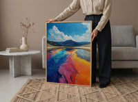 Yellowstone National Park Poster, Grand Prismatic Spring Decor - Colorful Rainbow Summer Nature Art
