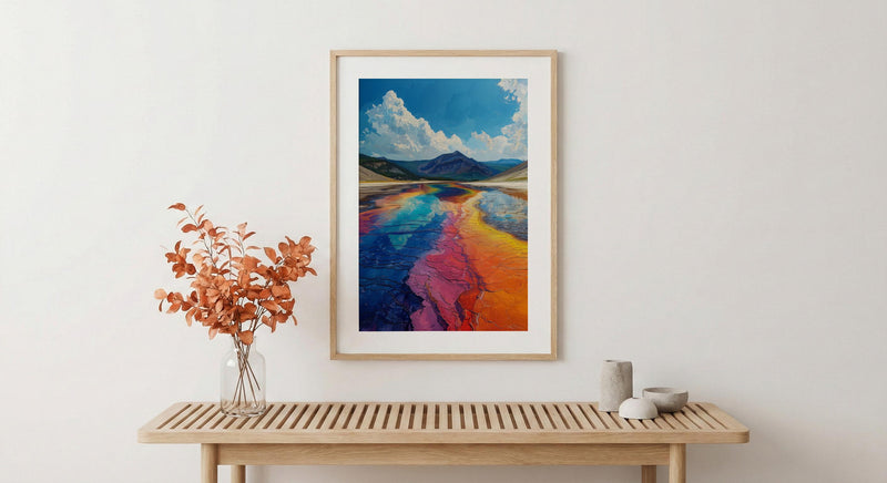 Yellowstone National Park Poster, Grand Prismatic Spring Decor - Colorful Rainbow Summer Nature Art