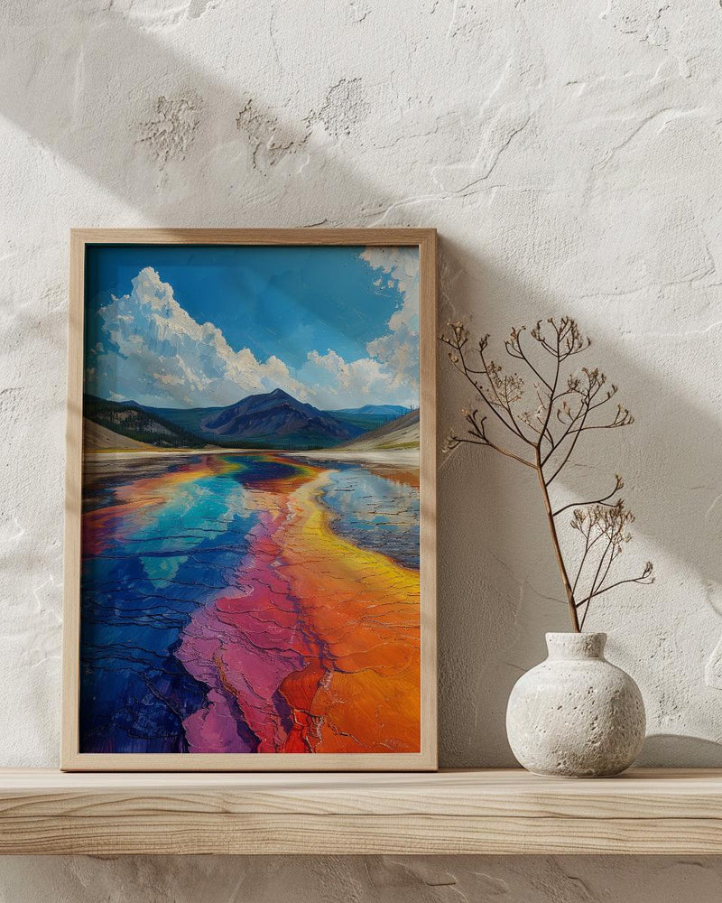 Yellowstone National Park Poster, Grand Prismatic Spring Decor - Colorful Rainbow Summer Nature Art